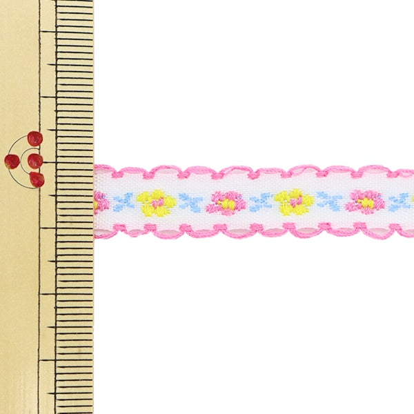 手芸テープ 『チロリアンテープ 3m巻き 花 ピンク TRO-12』