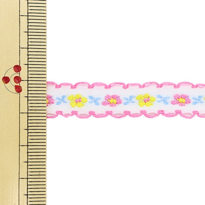 手芸テープ 『チロリアンテープ 3m巻き 花 ピンク TRO-12』