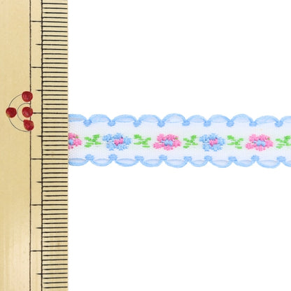 手芸テープ 『チロリアンテープ 3m巻き 花 ブルー TRO-15』