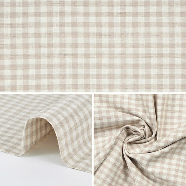 [수량 5에서] 천・원단 "면화 대마 사양 Gingham Beige x Kinari KW-6966"