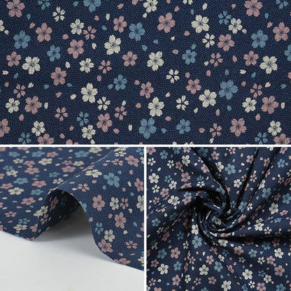 [De la quantité 5] tissu "siège japonais fleur de cerisier bleu foncé 88218-1-5"