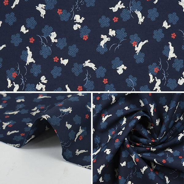 [De la quantité 5] tissu "Siège Japonais Rabbit Indigo 88218-2-5"