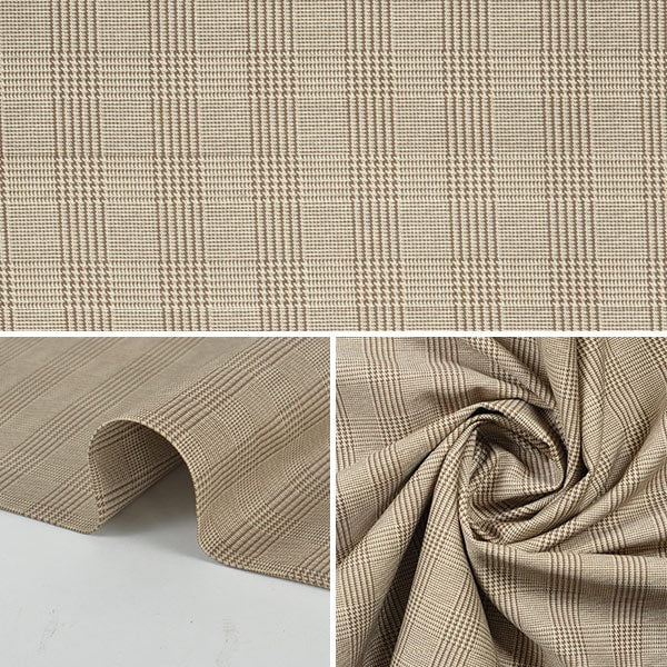 [From quantity 5] Fabric "TwillGlen CheckPrint beige x brown 88320-2-2]