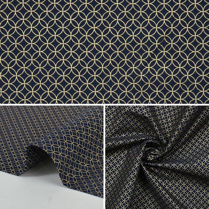 [From quantity 5] Fabric 『Sheeting Japanese pattern lame seven treasure Navy blue 88337-3-4]