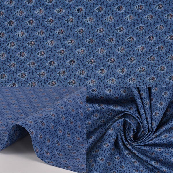 [Dalla quantità 5] Fabric "Souleiado Soleado Sheeting La Petit Fleur de Salvia blu circa 110 cm SLF-518M"