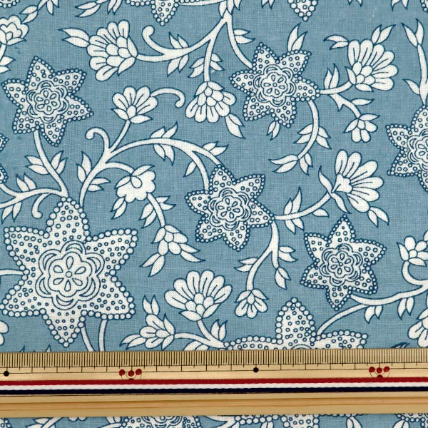 [De la quantité 5] Tissu "20 feuilles imprimé motif de fleur bleu x blanc bei15017"