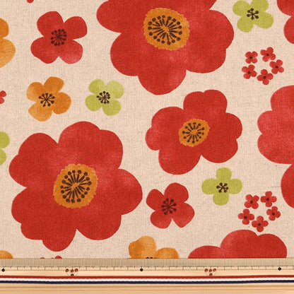 [De la cantidad 5] Fabric "Cotton Hee lienzo Generación de flores x rojo SK-5400-4A"