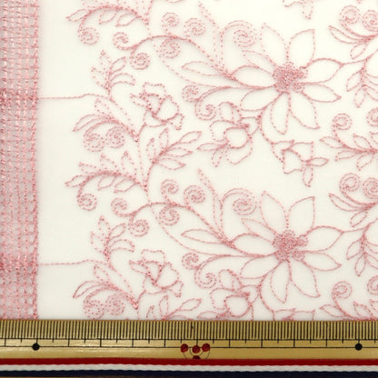 [From quantity 5] Fabric "Organdy AO Lace Salmon Pink E95121-2"