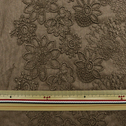 [From quantity 5] Fabric "Cotton race flower brown n0833082-11"