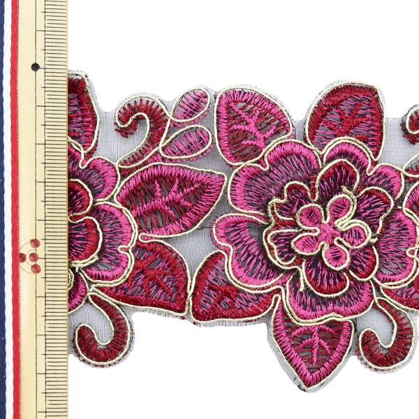 [From quantity 5] HandicraftTrim "embroideryTrim Width about 8cm red GY-93-17-5]