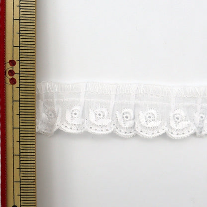 [From quantity 5] frillsRibbonTape "Cotton Frill Lace 1st Color White 14587F"