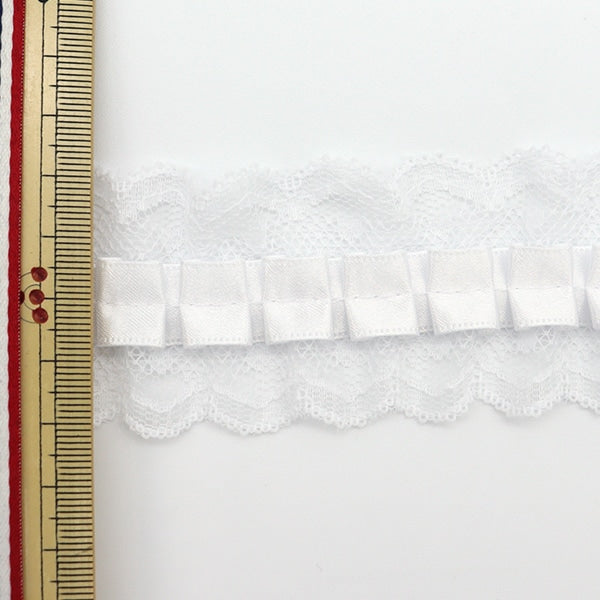 [From quantity 5] frillsRibbonTape "Saten Lace 1st Colored White SR2435022"