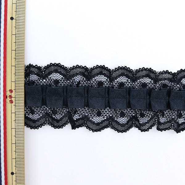 [Aus der Menge 5] Frill Ribbon Tape "Satin Lace 8th Black SR2435022"