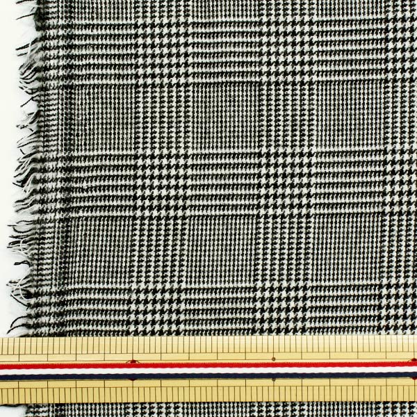 [From quantity 5] Fabric "T/R brushed check Glen Check Black TRC8000-02]