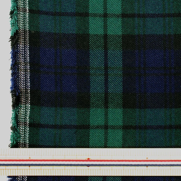 [From quantity 5] Fabric "T/R brushed check tartan check black watch TRC8000-07"