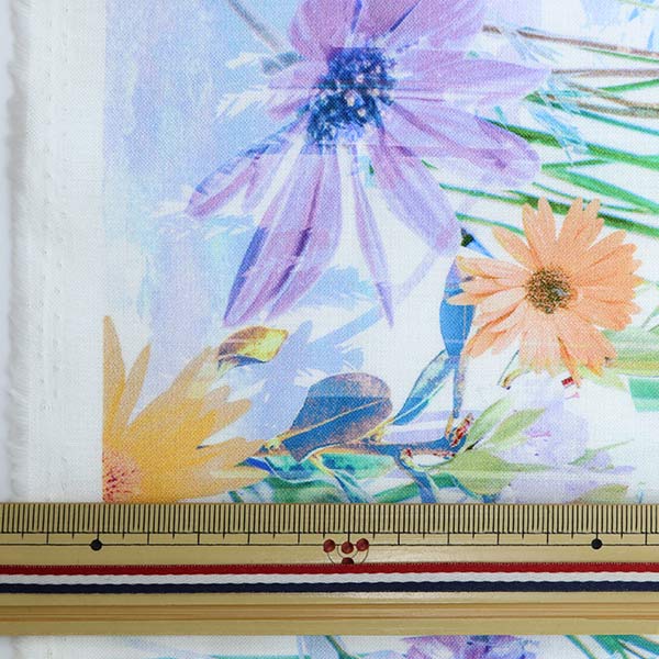 [De la quantité 5] Tissu "Champ de fleur d'impression à jet d'encre T4906-145"