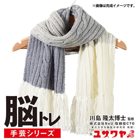 Knitting kit "brain training handicraft knitting kit muffler gray YNB-2"