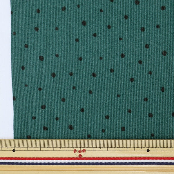 Needlecord Dot Print Green Fabric - Yuzawaya