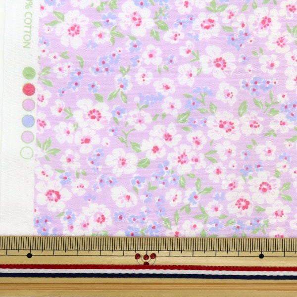 [De la cantidad 5] Fabric "Poprine Fio Refractary Flower Patrón Purple FC10354L-D"