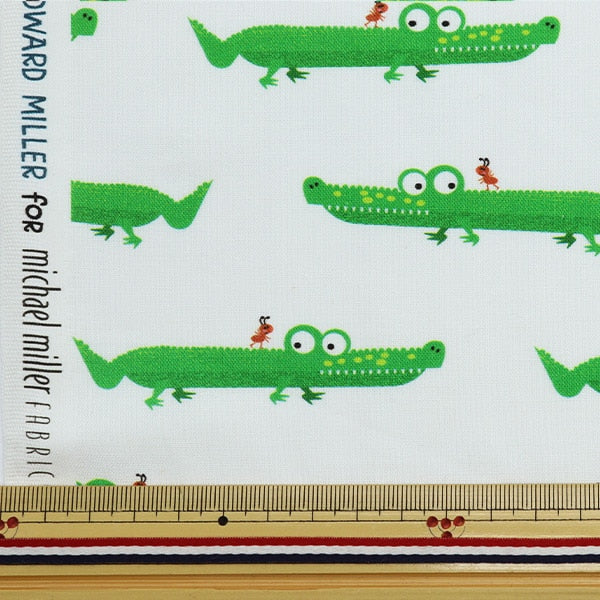 [From quantity 5] Fabric "USA cotton small crocodile DC10196-WHITE"