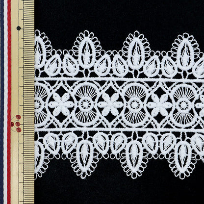 [À partir de 5] Race "Lace White blanc d'environ 8 cm de largeur ISY-6-21-9"