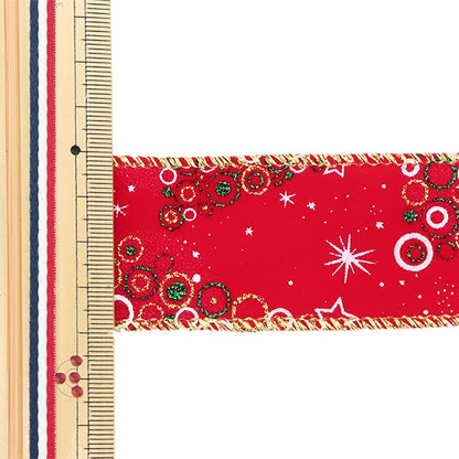 Ribbon 『Ribbon Approximately 38mm width x about 2.5m Colorful bubble pattern red R113 "Omae