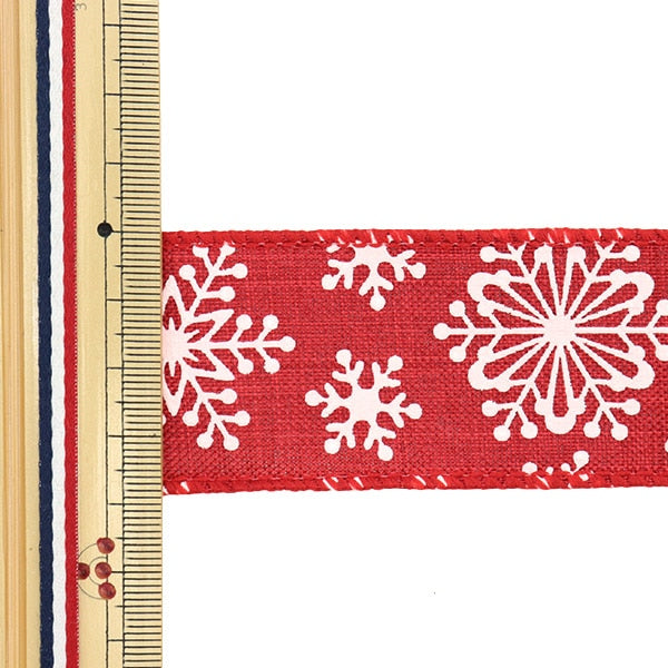 Ribbon 『Ribbon Approximately 38mm width x about 2.5m rolled snow flake pattern red No7 "Omae