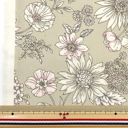 [De la quantité 5] Tissu "21W Corduro Print Flower Match Beige 38095-2A"