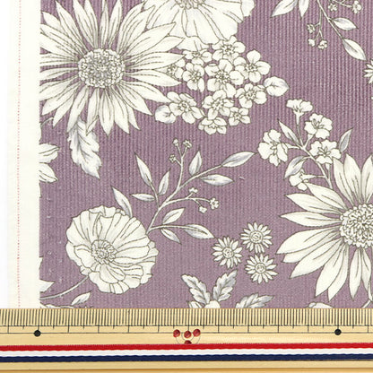 [Aus Quantität 5] Stoff "21W Corduro Print Blumenmuster Lavendel 38095-2B"