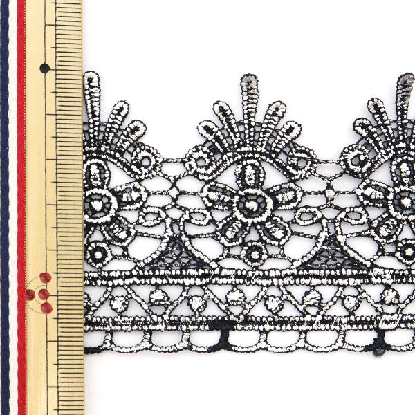 [De quantité 5] lame d'artisanat "Large de dentelle métallique d'environ 6,3 cm d'argent GY-99-17-B-S"