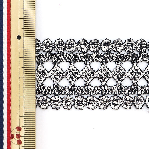 [From quantity 5] HandicraftTrim "Metallic lace width about 3.5cm Silver GY-99-18-1S"