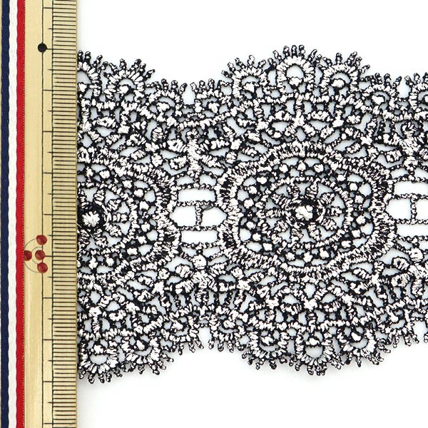 [From quantity 5] HandicraftTrim "Metallic lace width about 8cm Silver GY-99-8s"