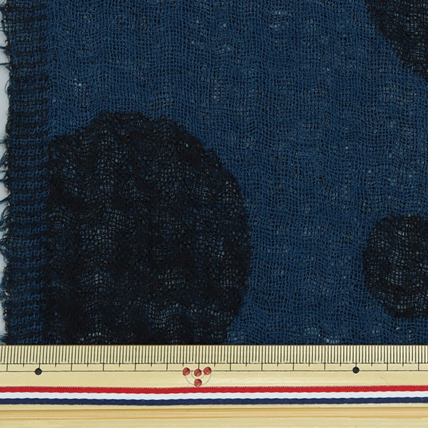 【数量5から】 生地 『ウールJQ水玉 34732-7 ネイビー×ブルー』