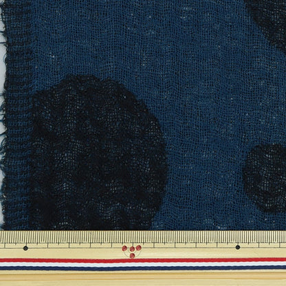 【数量5から】 生地 『ウールJQ水玉 34732-7 ネイビー×ブルー』