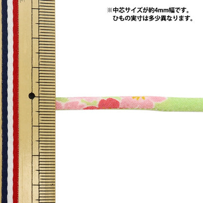 手工艺品材料“ Chirimen Round String 4mm弹簧，黄绿色1003-DX”