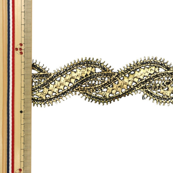 [Dalla quantità 5] artigianatoTrim "Larghezza in pizzo metallico di circa 3,5 cm in oro GY-99-3G"