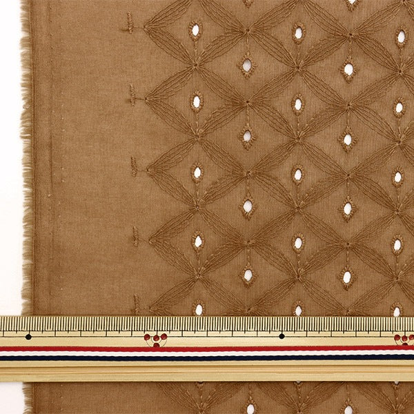 [De la cantidad 5] Fabric "Eyetet Lace Dandelion beige Kof-49-be"