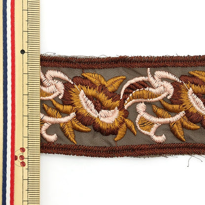 [From quantity 5] HandicraftTrim "embroideryTrim Tea about 4.5cm ISY-6-21-166]