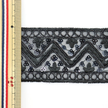[From quantity 5] HandicraftTrim "embroideryTrim Black about 5cm width ISY-6-21-169]