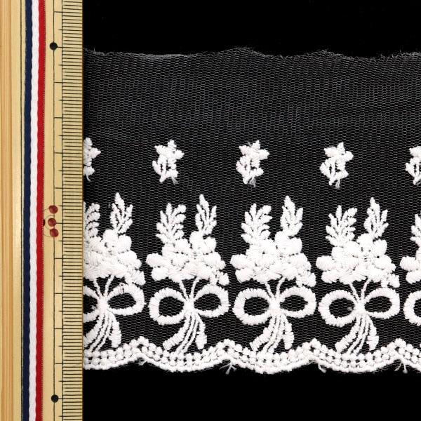 [From quantity 5] RaceRibbonTape "Lace white about 9cm width ISY-6-21-177"