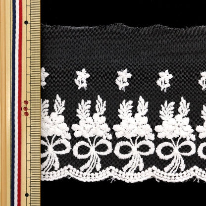 [From quantity 5] RaceRibbonTape "Lace white about 9cm width ISY-6-21-177"