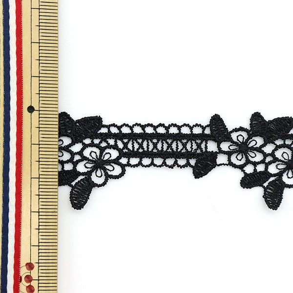 [Aus Menge 5] RasseFarbbandBand "Spitze schwarz ungefähr 2,5 cm Breite ISY-6-21-194"