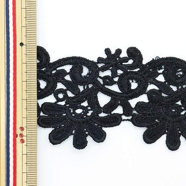 [Aus Menge 5] RasseFarbbandBand "Spitze schwarz schwarz um 5,5 cm Breite ISY-6-21-199"