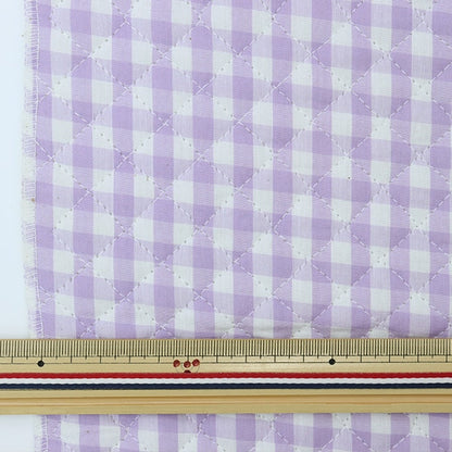 [Dalla quantità 5] tessuto "tintura di gingham trapunta di grande viola leggera Q-co-GIL-LVI"