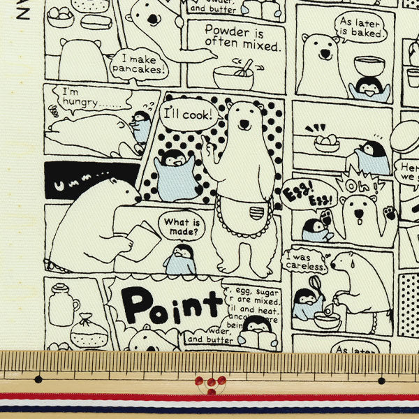 【数量5から】 生地 『ツイル しろくまコミック モノクロ KTS6888-C』 COTTON KOBAYASHI コットンこばやし 小林繊維