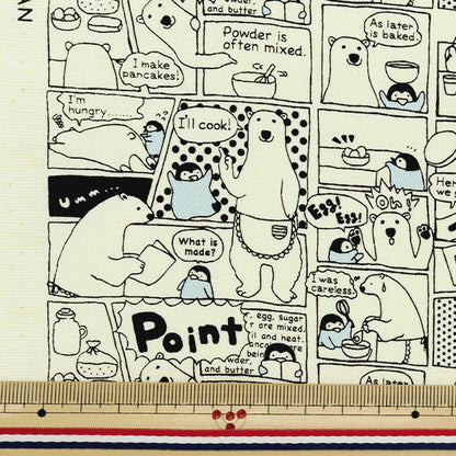 【数量5から】 生地 『ツイル しろくまコミック モノクロ KTS6888-C』 COTTON KOBAYASHI コットンこばやし 小林繊維