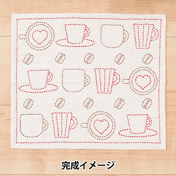 刺繡套件“ Sashiko Kit Kit Kit咖啡杯” Harawool Hara羊毛