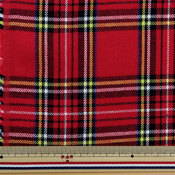 数量5から】 生地『ベーシックチェック タータンチェック レッド