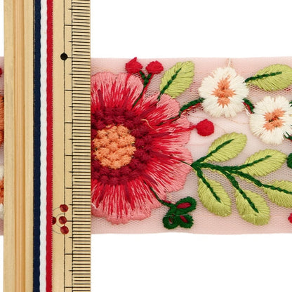 【数量5から】 手芸ブレード 『2022 インド刺繍ブレード レッド 43961A』