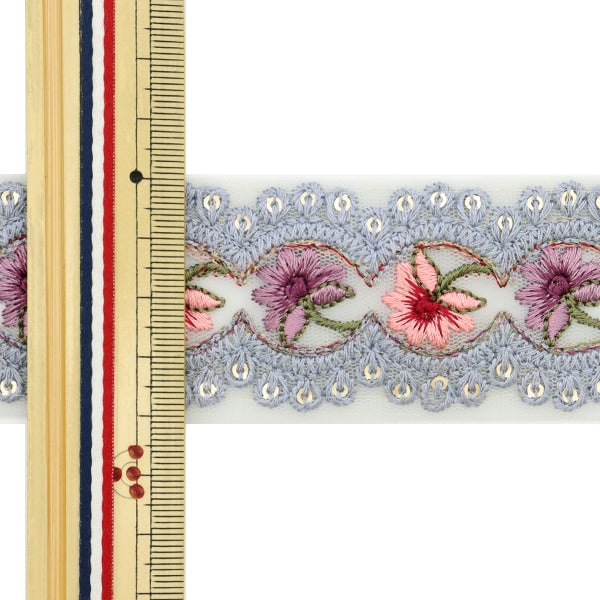 【数量5から】 手芸ブレード 『2022 インド刺繍ブレード グレー 43536B』